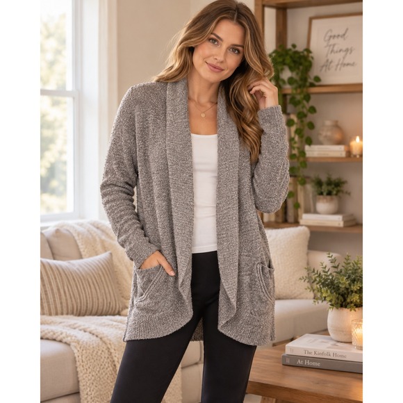 Barefoot Dreams Sweaters - Barefoot Dreams Cozy Chic Open Front Pocket Circle Cardigan Sweater 452 Medium